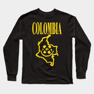 Colombia Grunge Smiling Face Long Sleeve T-Shirt